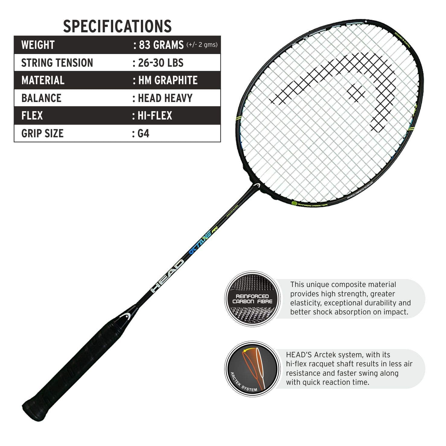 HEAD Octane Tour Badminton Racket - Athlete’s Choice