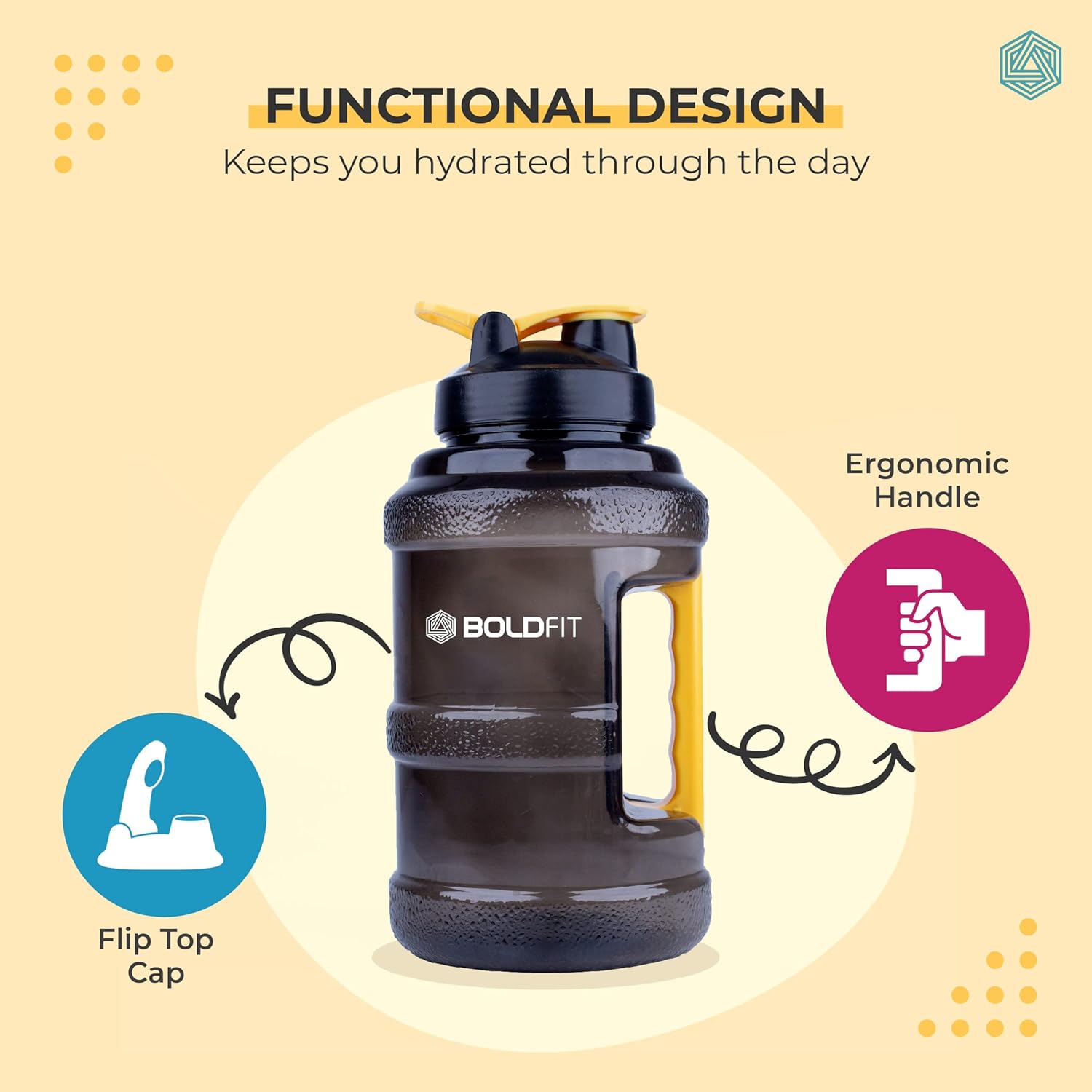 Boldfit 2.5L Gallon Bottle - Athlete’s Choice