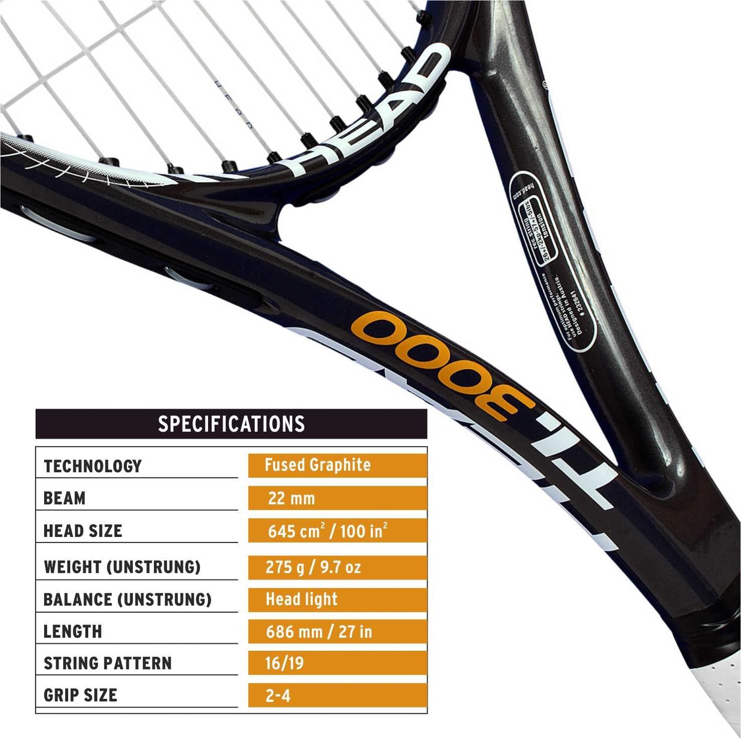 HEAD Titanium 3000 Tennis Racket (Strung) - Athlete’s Choice