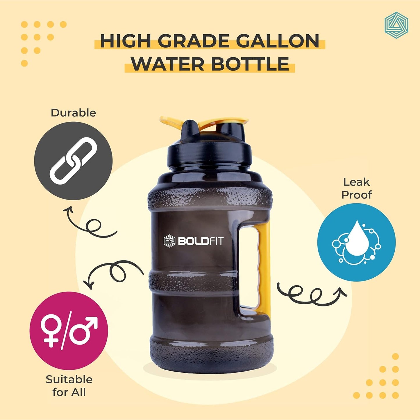 Boldfit 2.5L Gallon Bottle - Athlete’s Choice