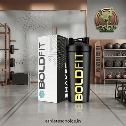 BOLDFIT Steel Shaker (Black)